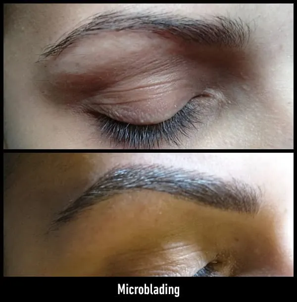 Antes y después de microblading de cejas