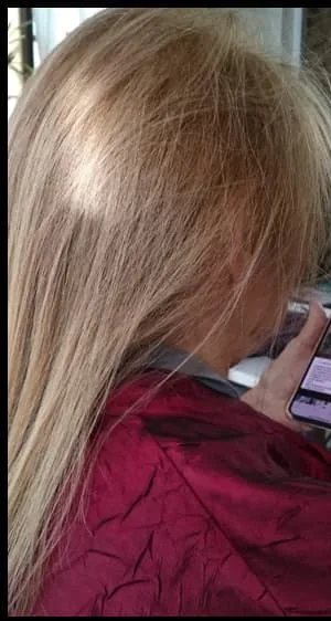 Cabello fino antes del relleno con extensiones